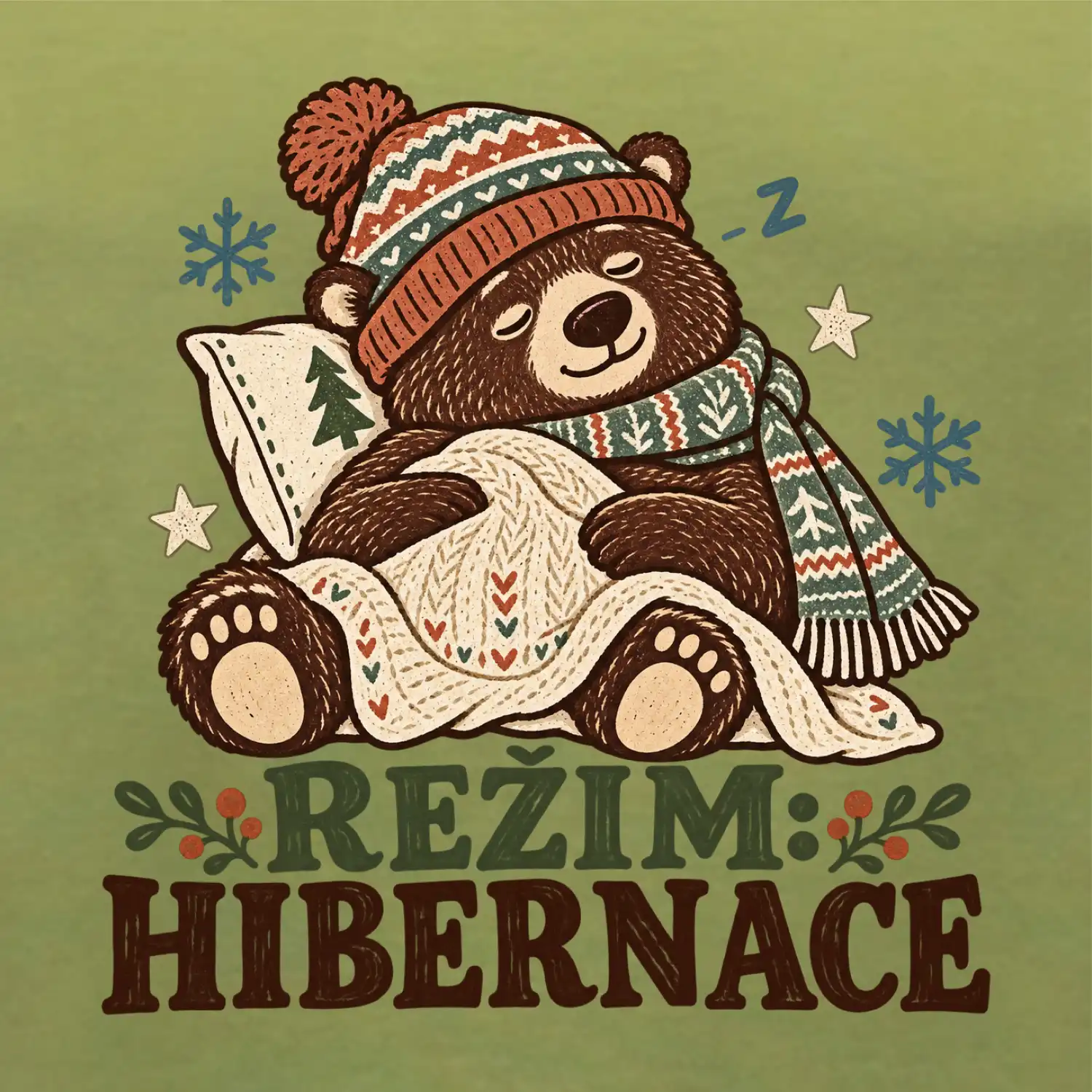 Rodinná vánoční trička - Režim hibernace zimní medvěd táta