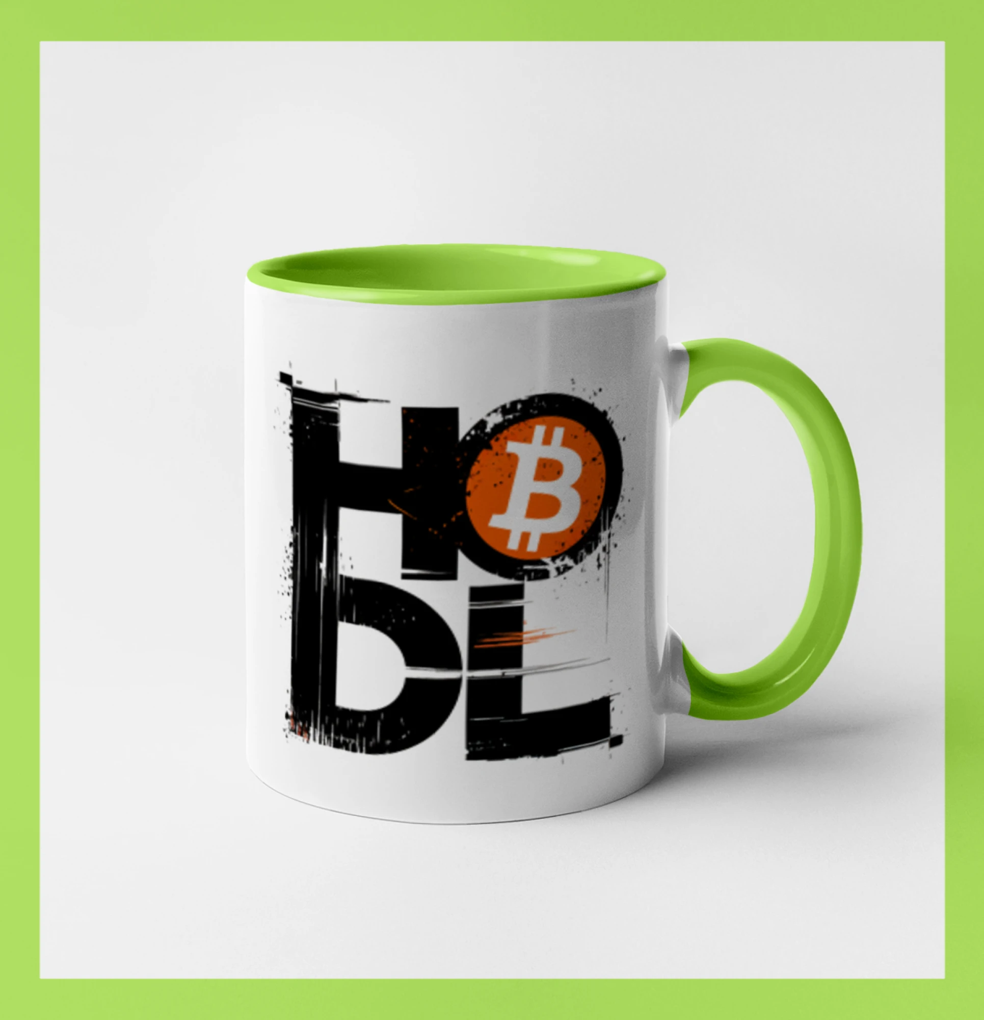 Hodl velký nápis a logo BTC