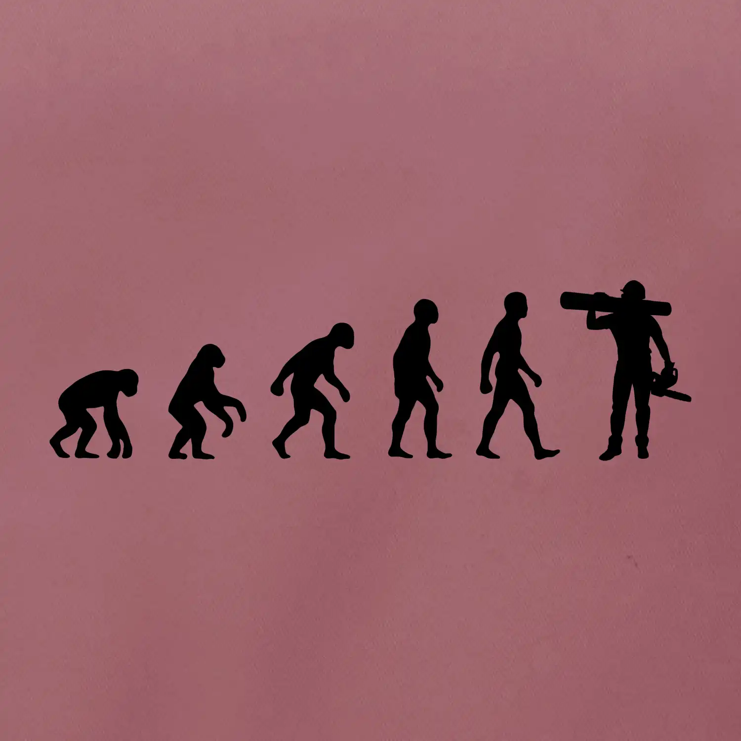 Evoluce dřevorubec - pila a kmen