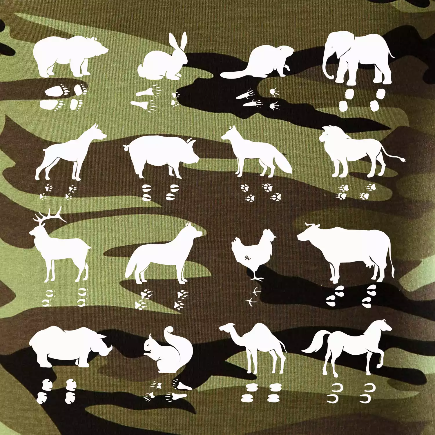 Zvířecí stopy s obrázkem zvířete - stopy zvířat