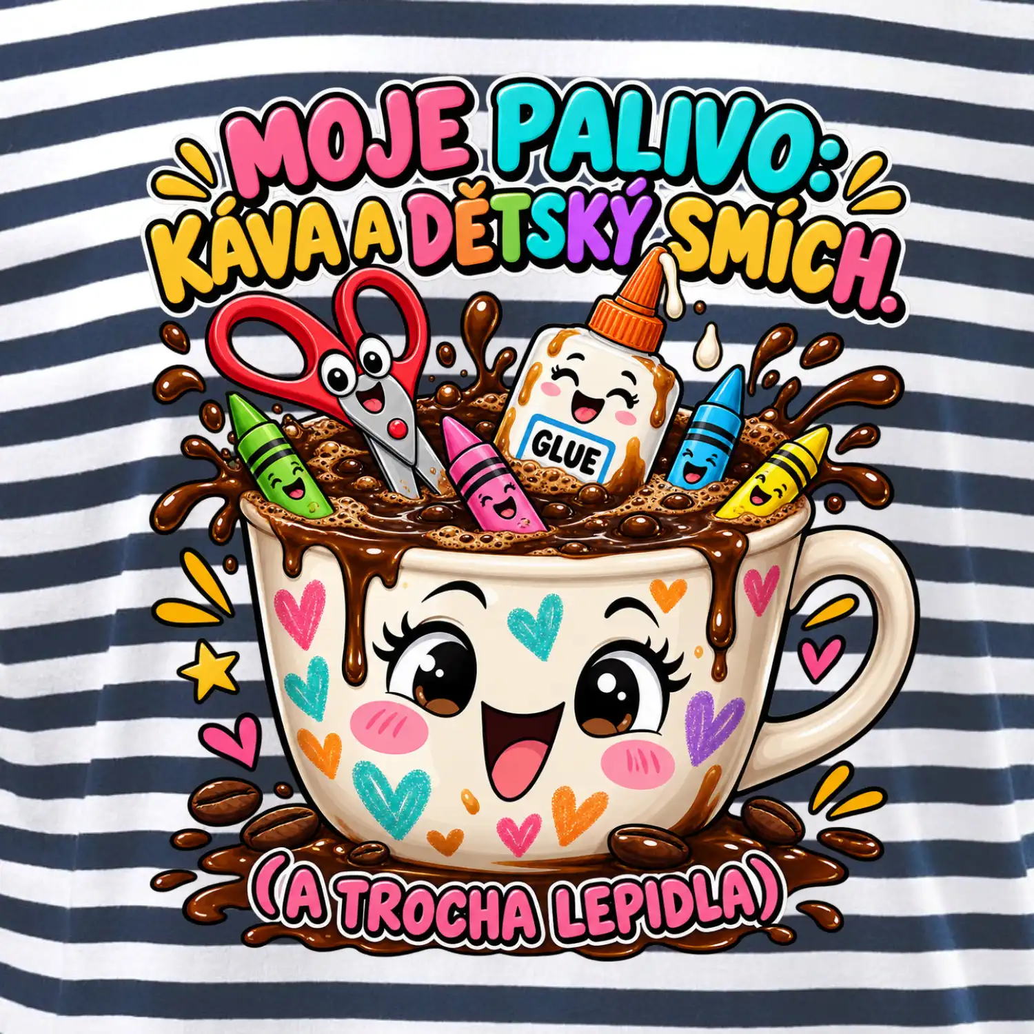 Moje palivo káva dětský smích a lepidlo