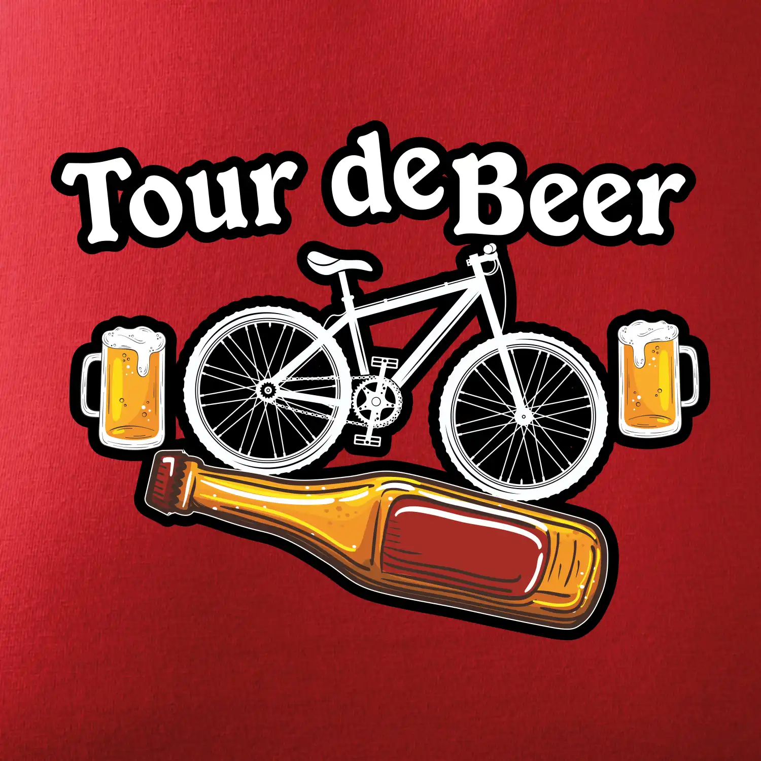 Tour de beer - kolo - pivo a nápis na zádech