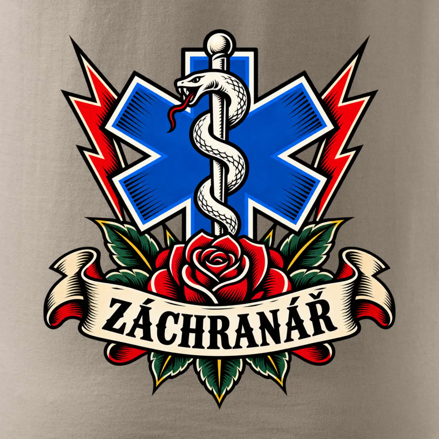 Záchranář - růže a hvězda