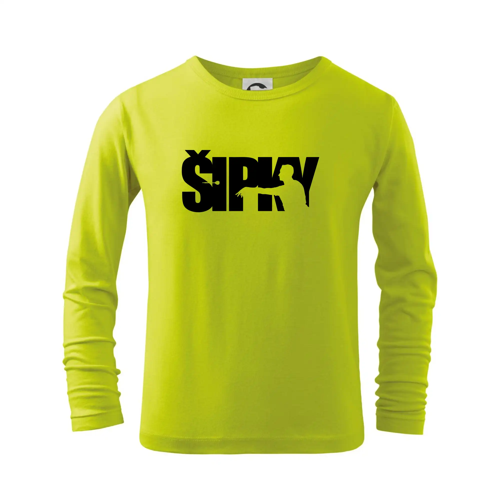 Šipky - nápis se šipkařem