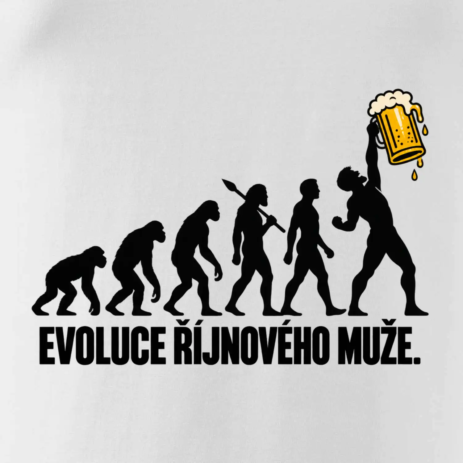 Evoluce říjnového muže s velkým půllitrem piva