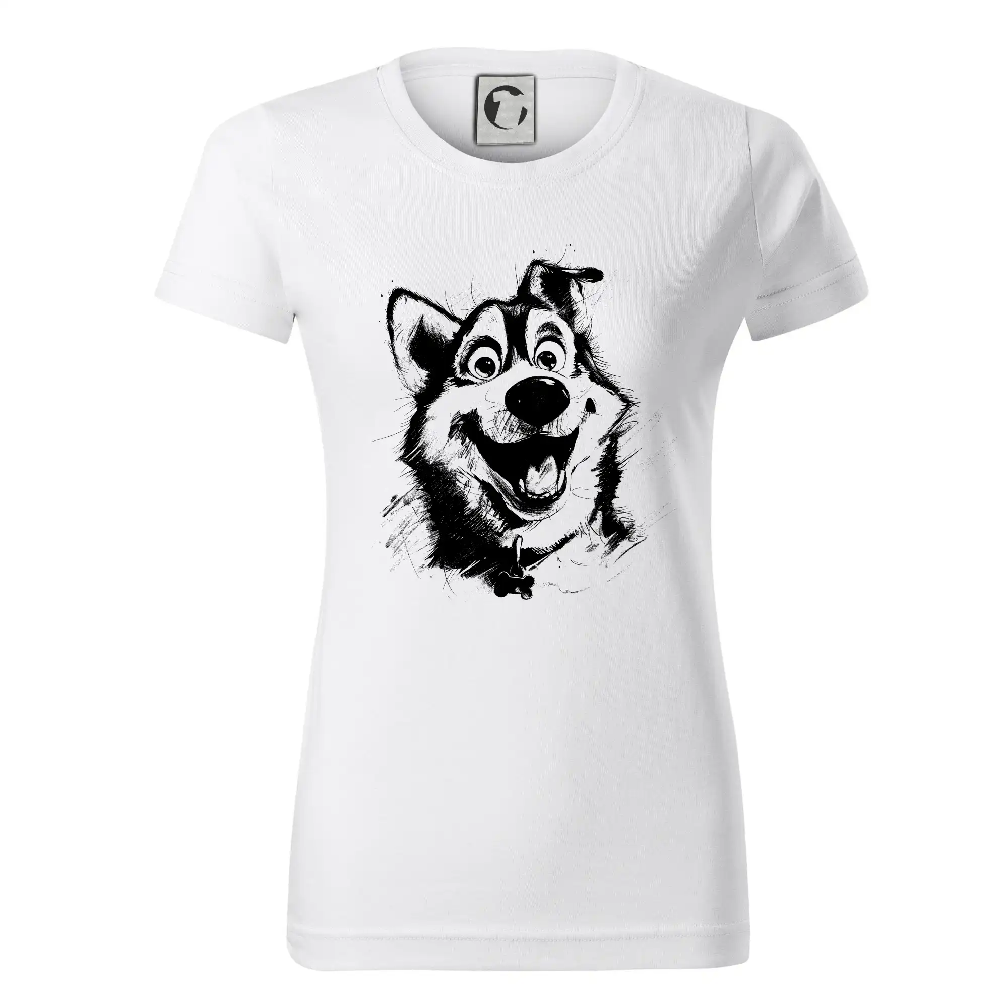 Černobílá karikatura husky