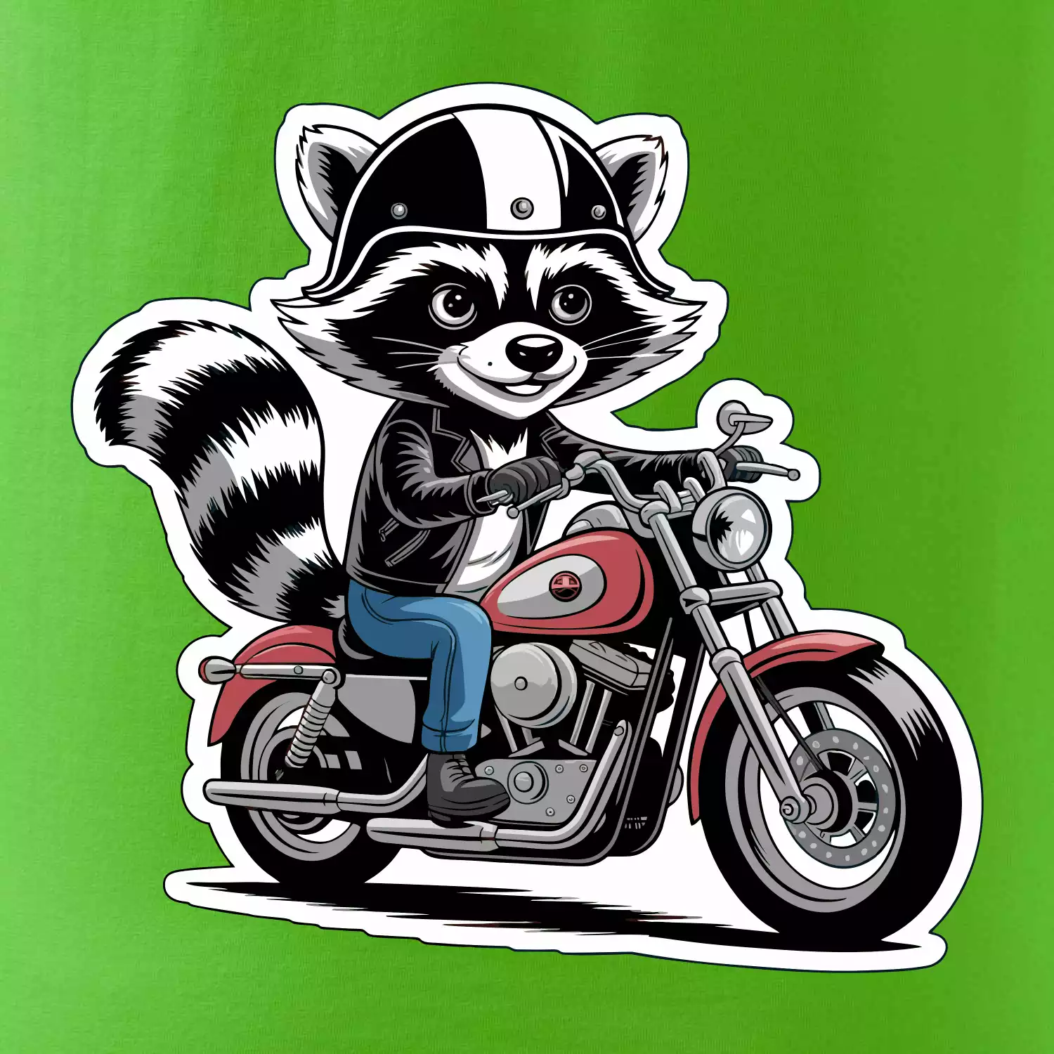 Mýval na motorce kreslený